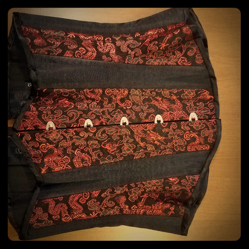 Red Brocade Waist-Cinching Corset Top
